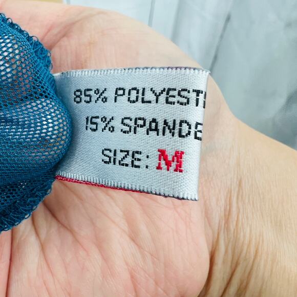 Paltal MEDIUM VINTAGE 90's Blue Floral Lace Fairy Babydoll Camisole Tank Top - Picture 8 of 8